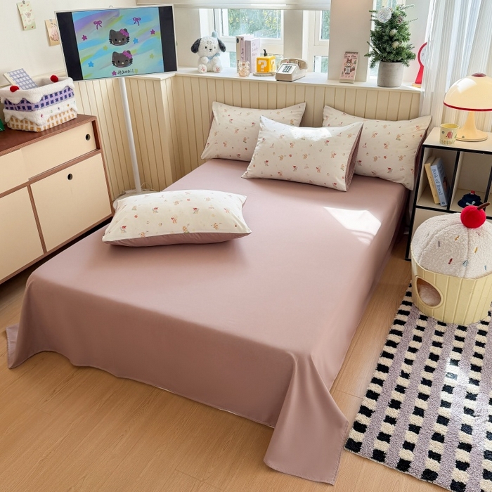 91家纺网 家纺一手货源 找家纺 鑫佳居 2026新款古法仿棉小清新印花四件套 星星崽