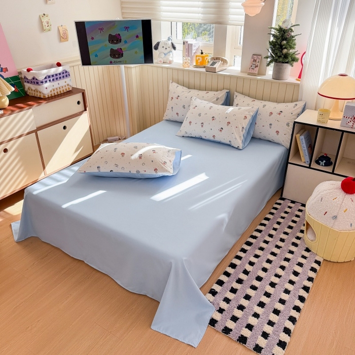 91家纺网 家纺一手货源 找家纺 鑫佳居 2026新款古法仿棉小清新印花四件套 童趣甜日