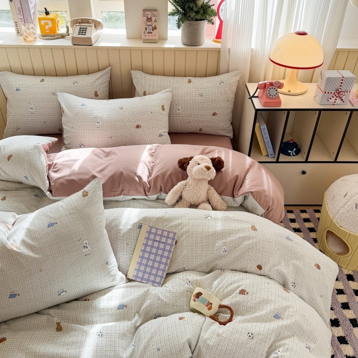 91家纺网 家纺一手货源 找家纺 鑫佳居 2026新款古法仿棉小清新印花四件套 梦之园