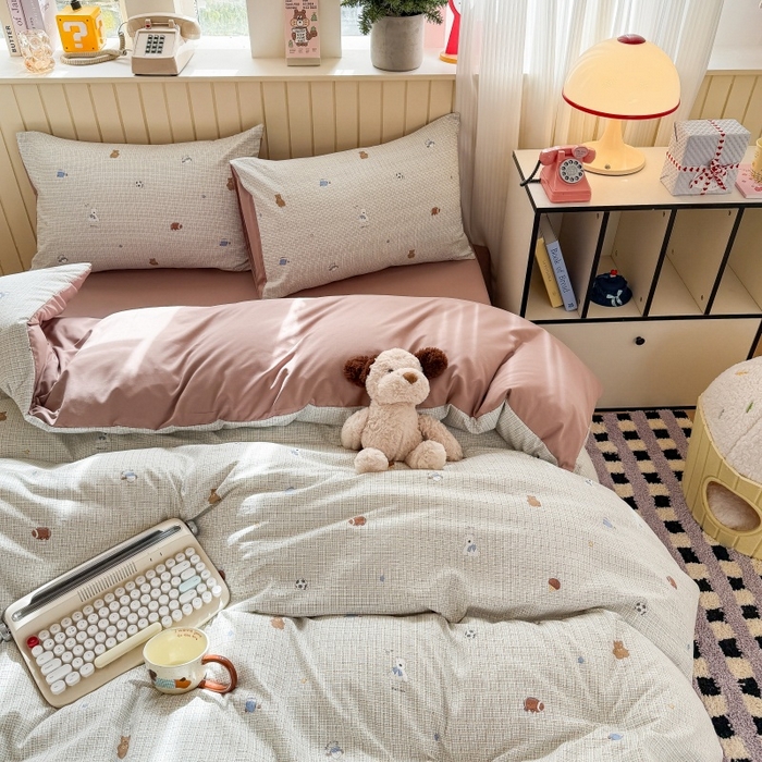 91家纺网 家纺一手货源 找家纺 鑫佳居 2026新款古法仿棉小清新印花四件套 梦之园