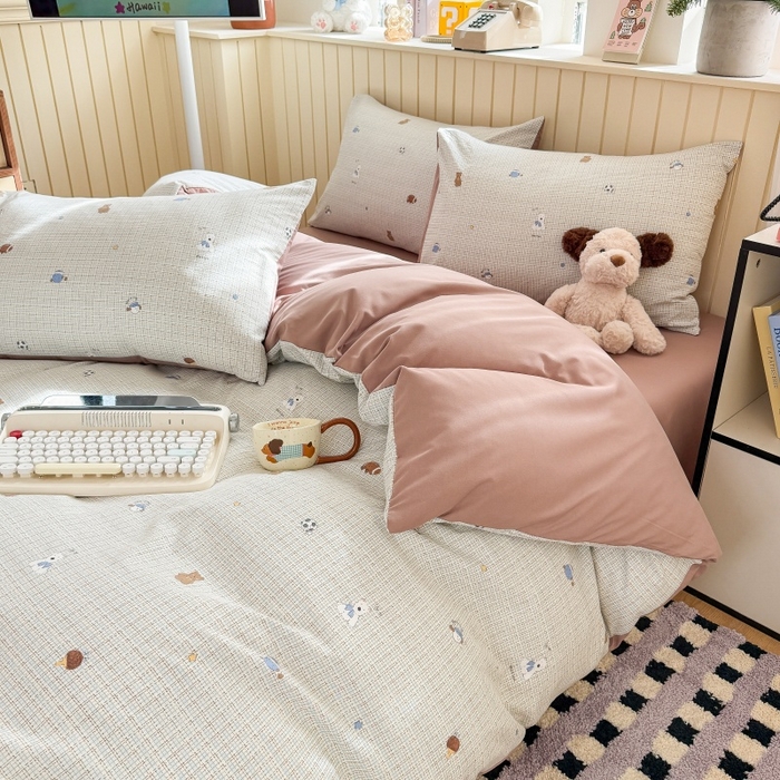 91家纺网 家纺一手货源 找家纺 鑫佳居 2026新款古法仿棉小清新印花四件套 梦之园