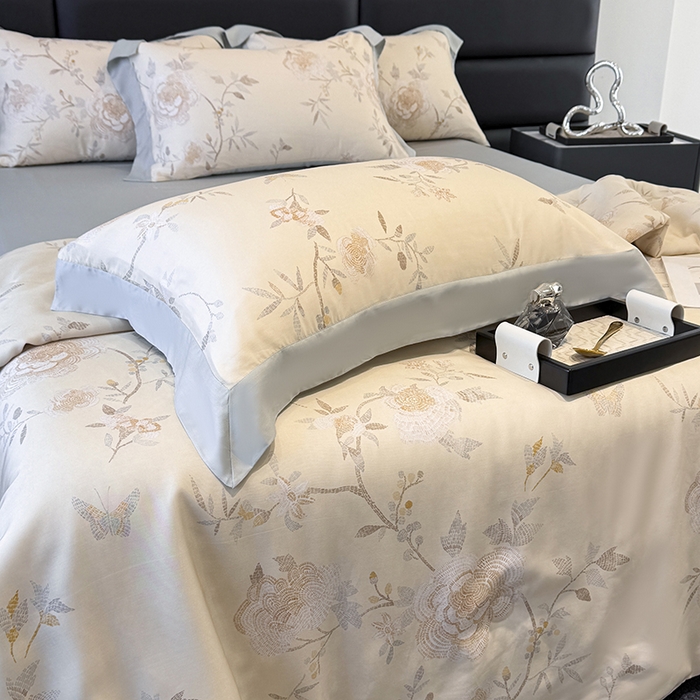 91家纺网 家纺一手货源 找家纺 （总）玉相逢 2026春夏新款莱赛尔天丝夏被嵌绳款数码印花单夏被夏被四件套