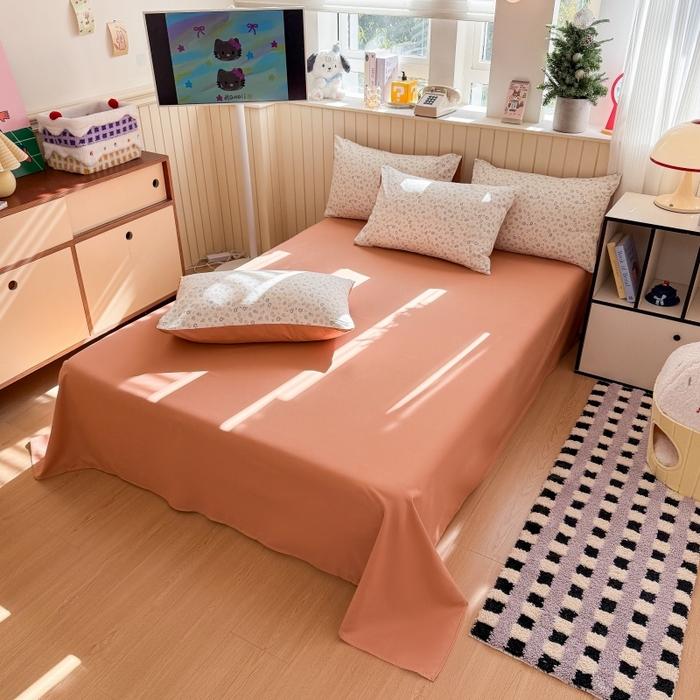 91家纺网 家纺一手货源 找家纺 鑫佳居 2026新款古法仿棉小清新印花四件套 花田