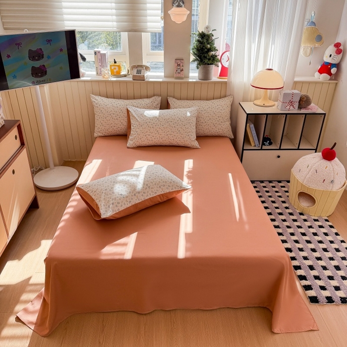 91家纺网 家纺一手货源 找家纺 鑫佳居 2026新款古法仿棉小清新印花四件套 花田