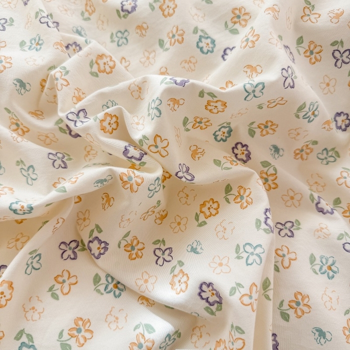 91家纺网 家纺一手货源 找家纺 鑫佳居 2026新款古法仿棉小清新印花四件套 花田