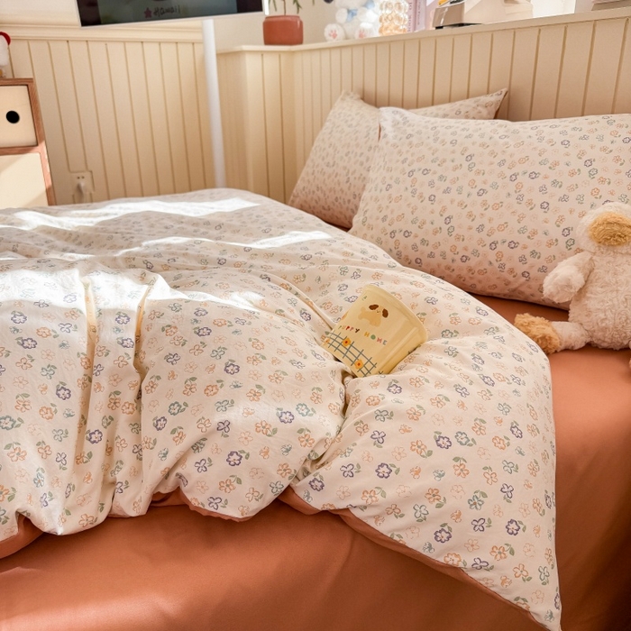 91家纺网 家纺一手货源 找家纺 鑫佳居 2026新款古法仿棉小清新印花四件套 花田