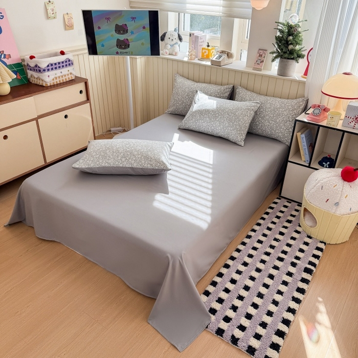 91家纺网 家纺一手货源 找家纺 鑫佳居 2026新款古法仿棉小清新印花四件套 华茵春日