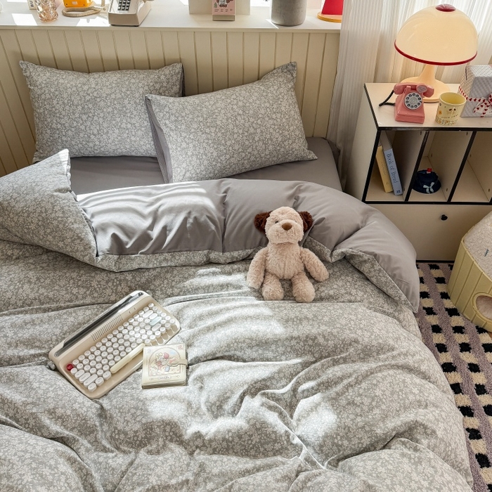 91家纺网 家纺一手货源 找家纺 鑫佳居 2026新款古法仿棉小清新印花四件套 华茵春日