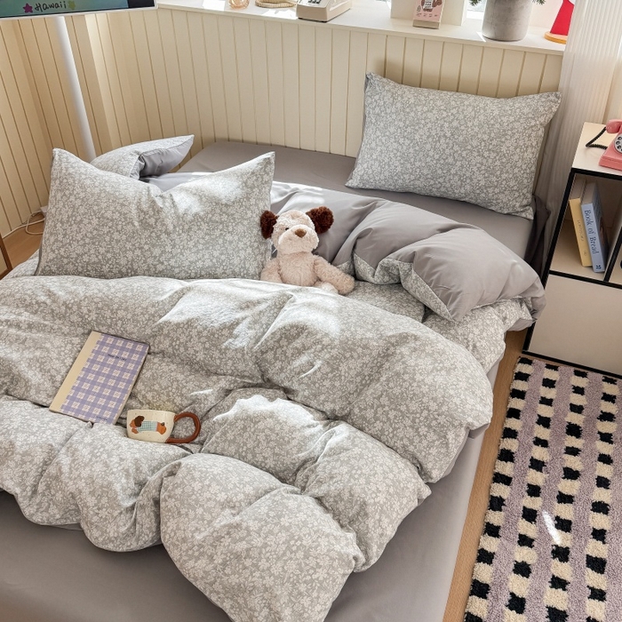 91家纺网 家纺一手货源 找家纺 鑫佳居 2026新款古法仿棉小清新印花四件套 华茵春日