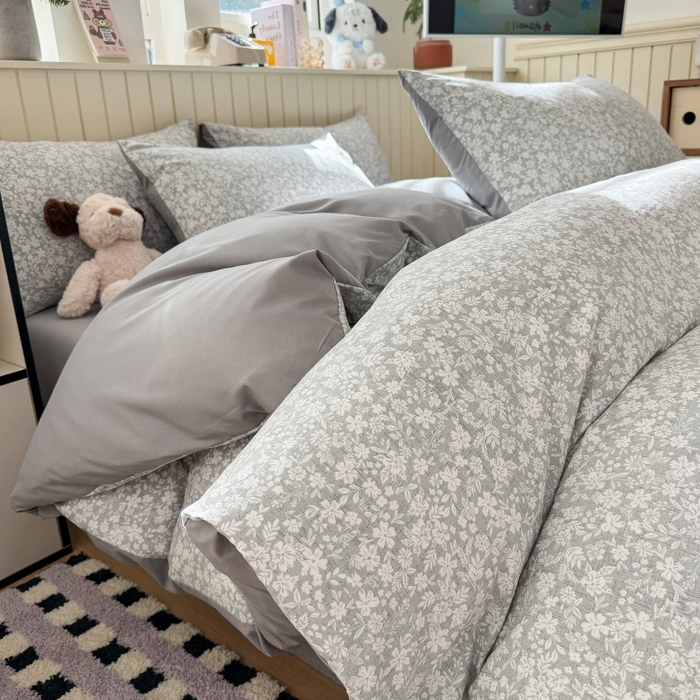 91家纺网 家纺一手货源 找家纺 鑫佳居 2026新款古法仿棉小清新印花四件套 华茵春日