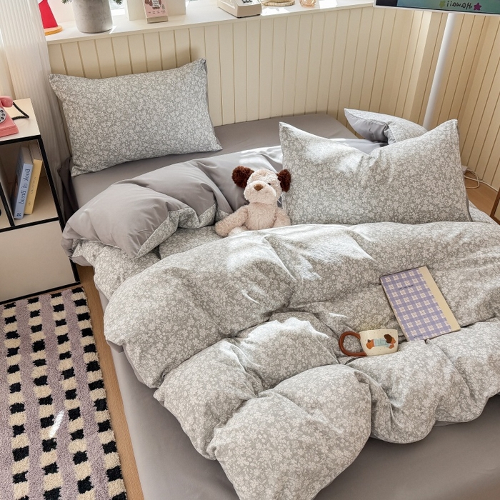 91家纺网 家纺一手货源 找家纺 鑫佳居 2026新款古法仿棉小清新印花四件套 华茵春日