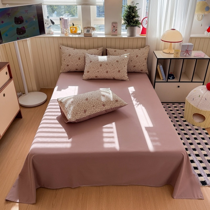 91家纺网 家纺一手货源 找家纺 鑫佳居 2026新款古法仿棉小清新印花四件套 豹纹猫