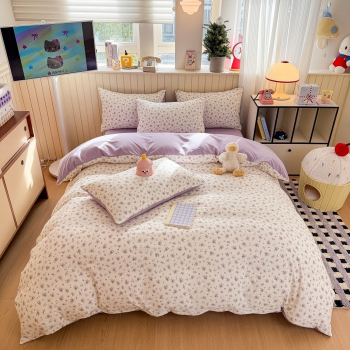 91家纺网 家纺一手货源 找家纺 （总）鑫佳居 2026新款古法仿棉小清新印花单被套