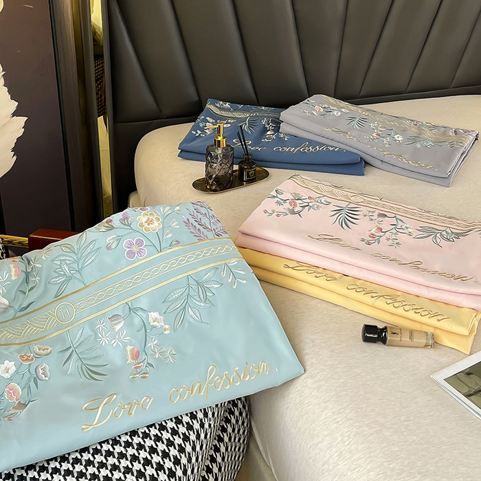 91家纺网 家纺一手货源 找家纺 玉相逢 2026新款天丝棉轻奢刺绣四件套-华尔兹系列 组合图