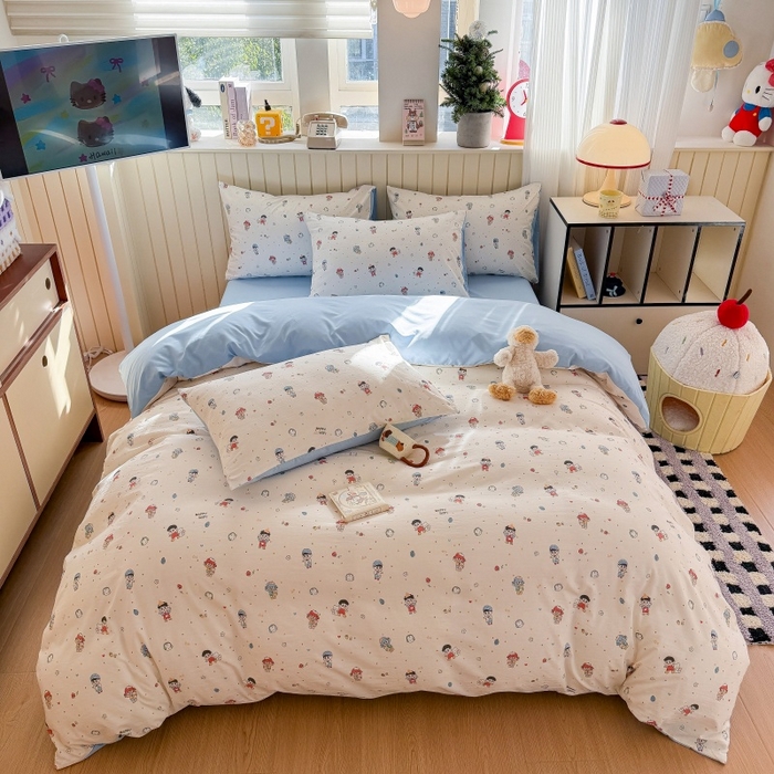 91家纺网 家纺一手货源 找家纺 （总）鑫佳居 2026新款古法仿棉小清新印花单被套