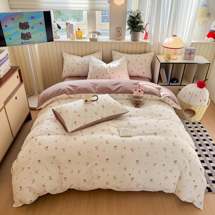 91家纺网 家纺一手货源 找家纺 鑫佳居 2026新款古法仿棉小清新印花单被套 星星崽