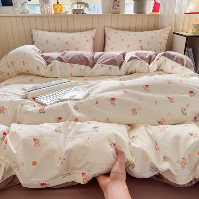 91家纺网 家纺一手货源 找家纺 鑫佳居 2026新款古法仿棉小清新印花单被套 星星崽