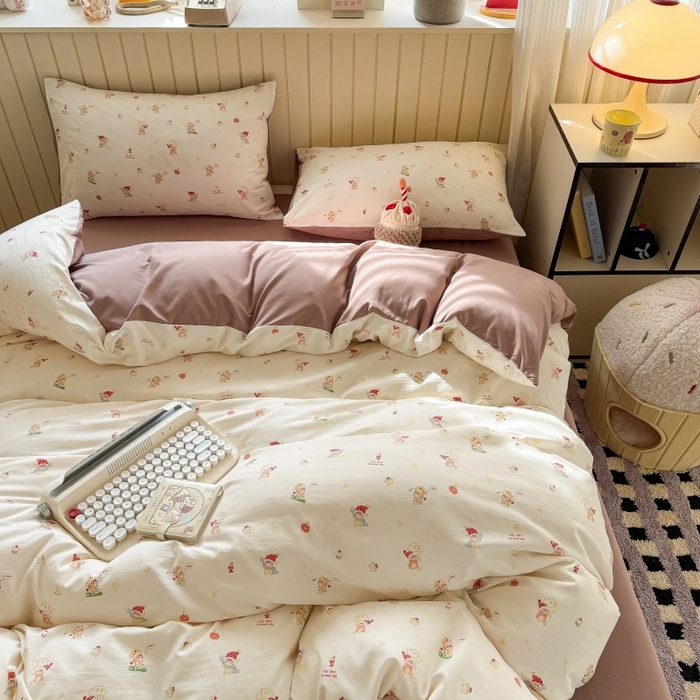 91家纺网 家纺一手货源 找家纺 鑫佳居 2026新款古法仿棉小清新印花单被套 星星崽