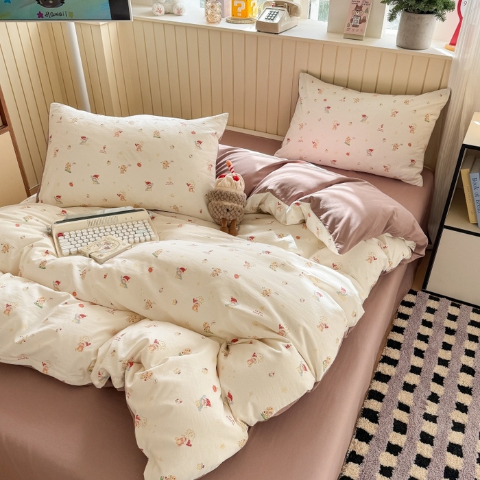 91家纺网 家纺一手货源 找家纺 鑫佳居 2026新款古法仿棉小清新印花单被套 星星崽