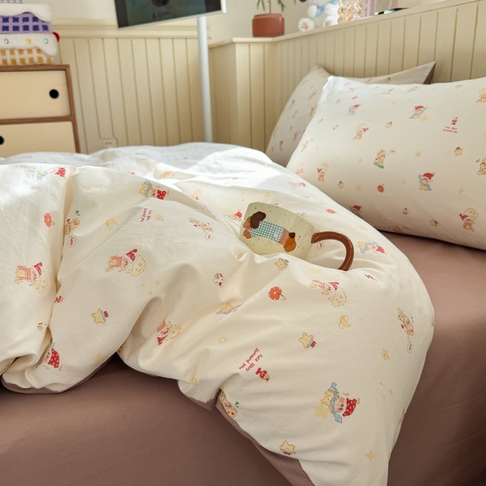 91家纺网 家纺一手货源 找家纺 鑫佳居 2026新款古法仿棉小清新印花单被套 星星崽