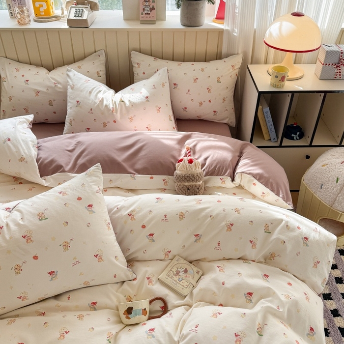 91家纺网 家纺一手货源 找家纺 鑫佳居 2026新款古法仿棉小清新印花单被套 星星崽