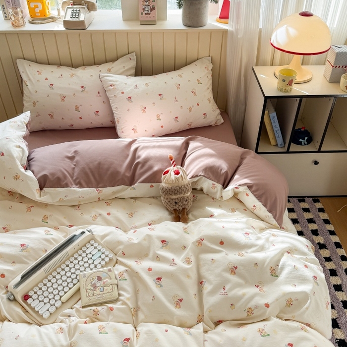 91家纺网 家纺一手货源 找家纺 鑫佳居 2026新款古法仿棉小清新印花单被套 星星崽