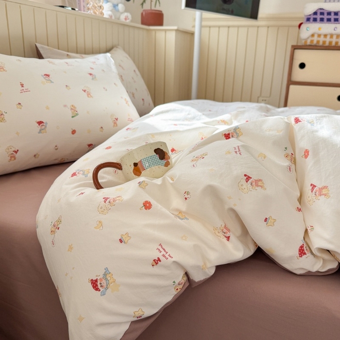 91家纺网 家纺一手货源 找家纺 鑫佳居 2026新款古法仿棉小清新印花单被套 星星崽