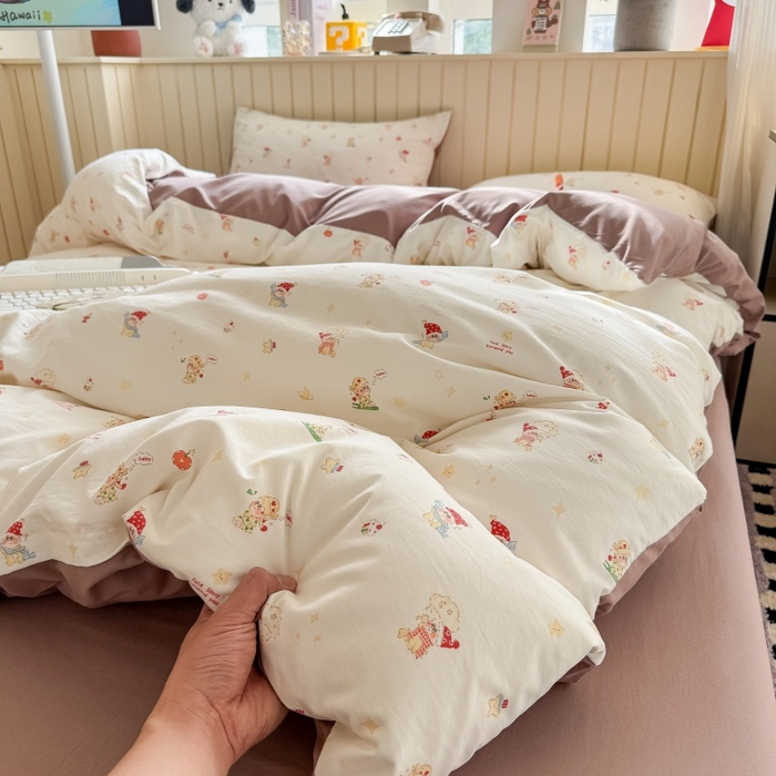 91家纺网 家纺一手货源 找家纺 鑫佳居 2026新款古法仿棉小清新印花单被套 星星崽