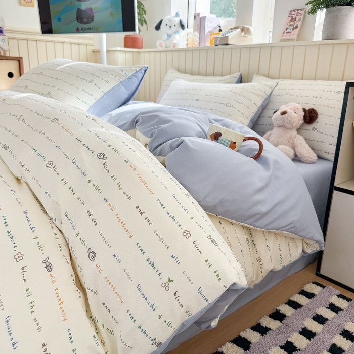 91家纺网 家纺一手货源 找家纺 鑫佳居 2026新款古法仿棉小清新印花单被套 鱼梦