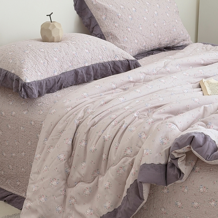 91家纺网 家纺一手货源 找家纺 佰织鑫家居 2026春夏新款全棉纯棉法式床盖款夏被夏凉被空调被夏被四件套春秋被四件套紫苏