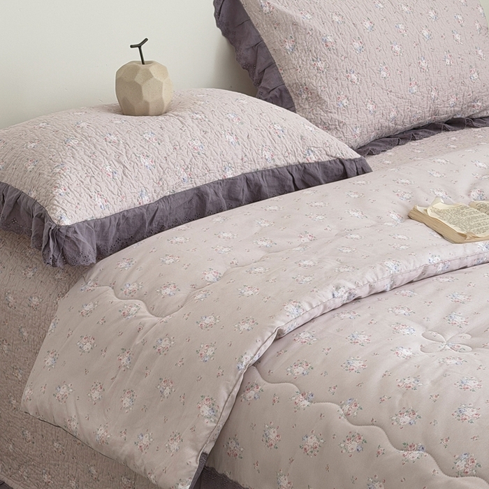 91家纺网 家纺一手货源 找家纺 佰织鑫家居 2026春夏新款全棉纯棉法式床盖款夏被夏凉被空调被夏被四件套春秋被四件套紫苏