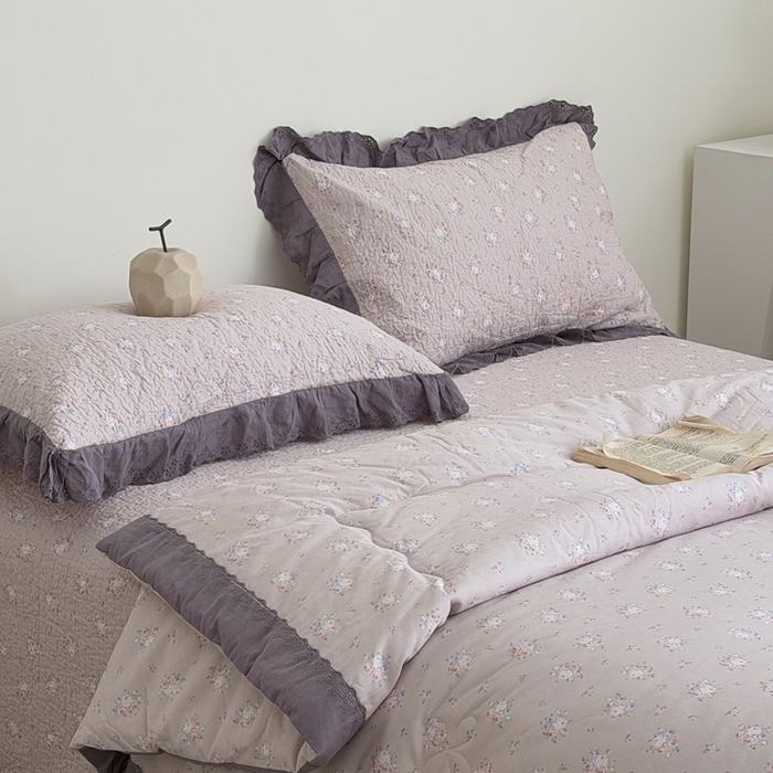 91家纺网 家纺一手货源 找家纺 佰织鑫家居 2026春夏新款全棉纯棉法式床盖款夏被夏凉被空调被夏被四件套春秋被四件套紫苏