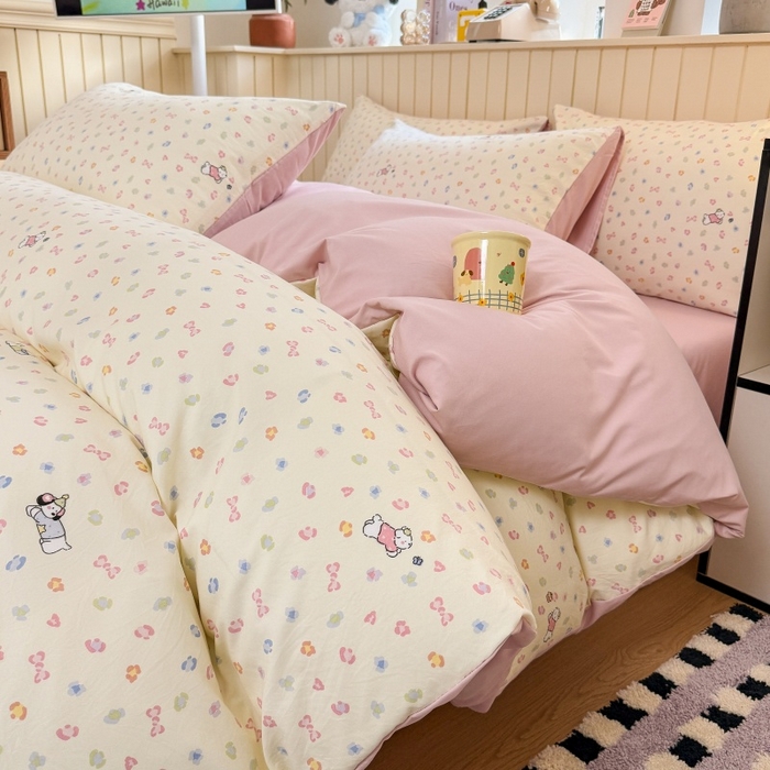 91家纺网 家纺一手货源 找家纺 鑫佳居 2026新款古法仿棉小清新印花单被套 软芙小狗