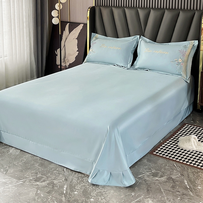 91家纺网 家纺一手货源 找家纺 玉相逢 2026新款天丝棉轻奢刺绣四件套-华尔兹系列 华尔兹-梵星绿