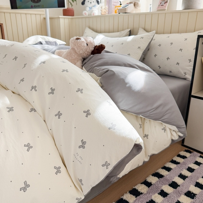 91家纺网 家纺一手货源 找家纺 鑫佳居 2026新款古法仿棉小清新印花单被套 灰蝴蝶