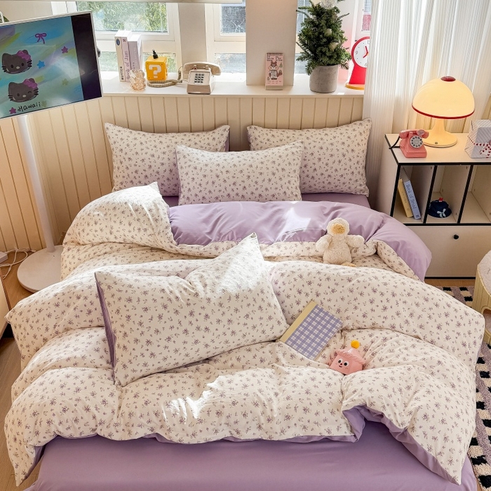 91家纺网 家纺一手货源 找家纺 鑫佳居 2026新款古法仿棉小清新印花单被套 念花溪