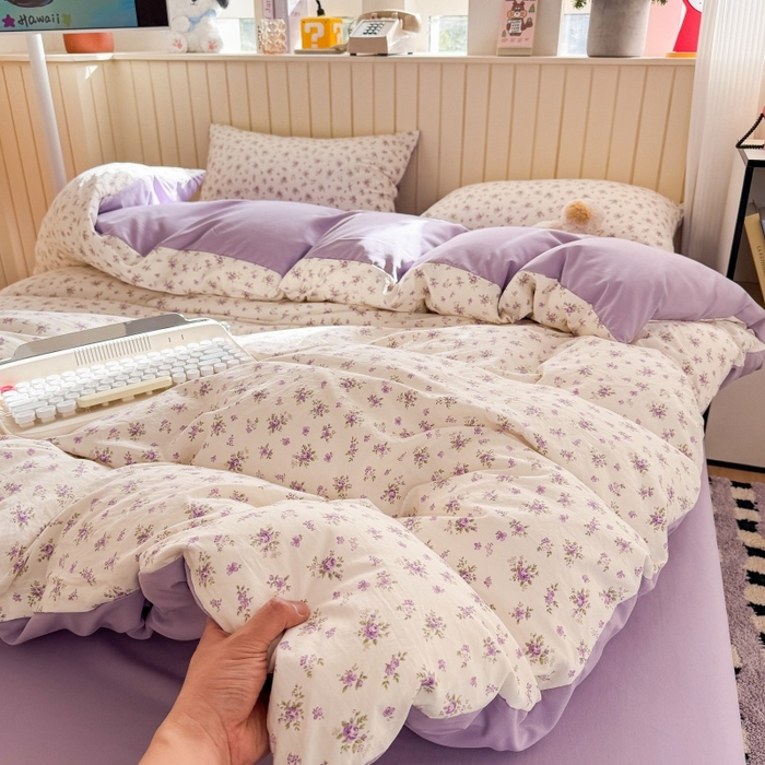 91家纺网 家纺一手货源 找家纺 鑫佳居 2026新款古法仿棉小清新印花单被套 念花溪