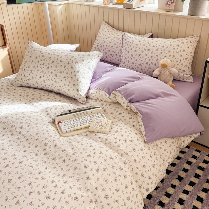 91家纺网 家纺一手货源 找家纺 鑫佳居 2026新款古法仿棉小清新印花单被套 念花溪