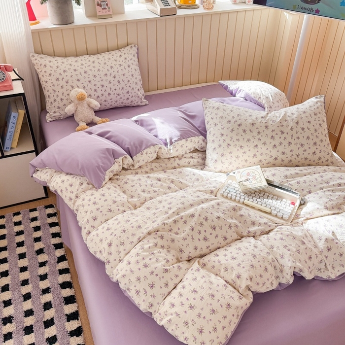 91家纺网 家纺一手货源 找家纺 鑫佳居 2026新款古法仿棉小清新印花单被套 念花溪