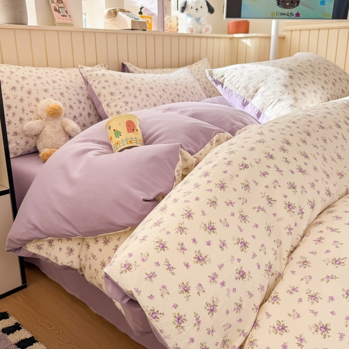 91家纺网 家纺一手货源 找家纺 鑫佳居 2026新款古法仿棉小清新印花单被套 念花溪