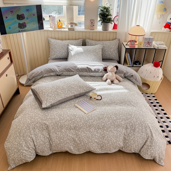 91家纺网 家纺一手货源 找家纺 鑫佳居 2026新款古法仿棉小清新印花单被套 华茵春日