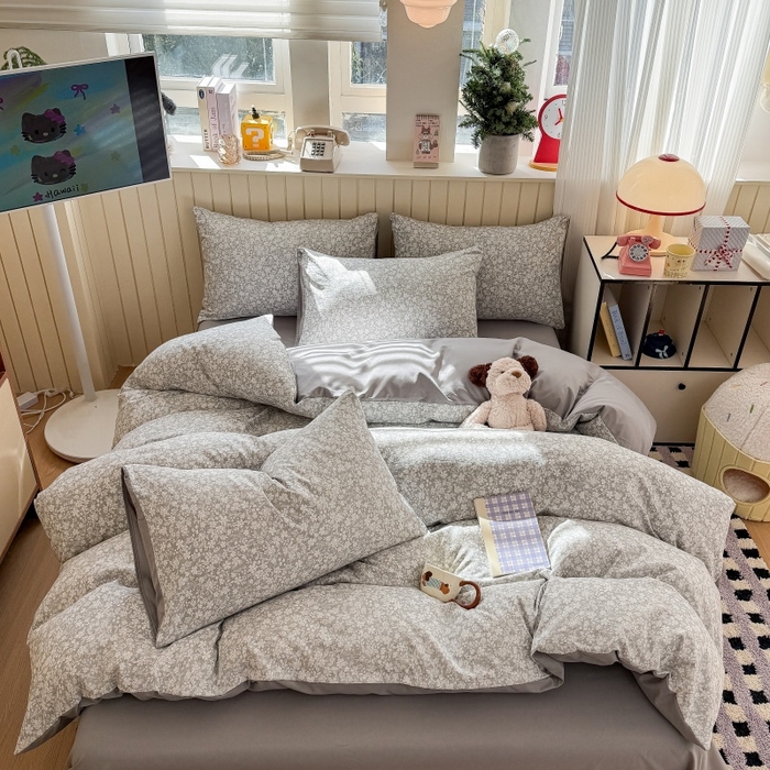 91家纺网 家纺一手货源 找家纺 鑫佳居 2026新款古法仿棉小清新印花单被套 华茵春日