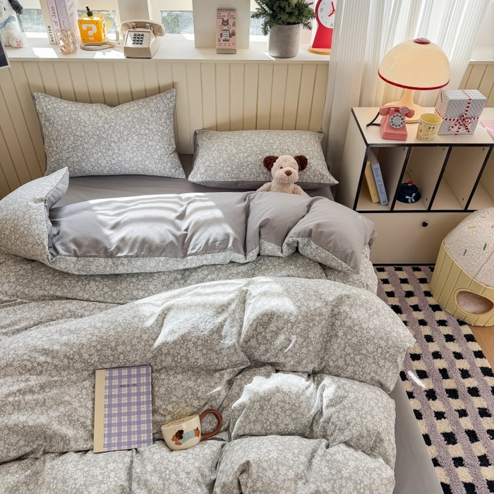 91家纺网 家纺一手货源 找家纺 鑫佳居 2026新款古法仿棉小清新印花单被套 华茵春日