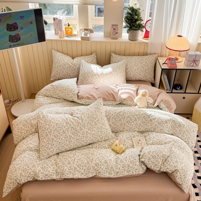 91家纺网 家纺一手货源 找家纺 鑫佳居 2026新款古法仿棉小清新印花单被套 花田错