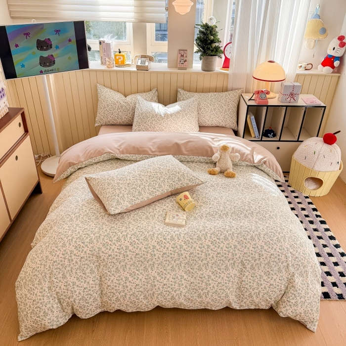 鑫佳居 2026新款古法仿棉小清新印花单被套 花田错