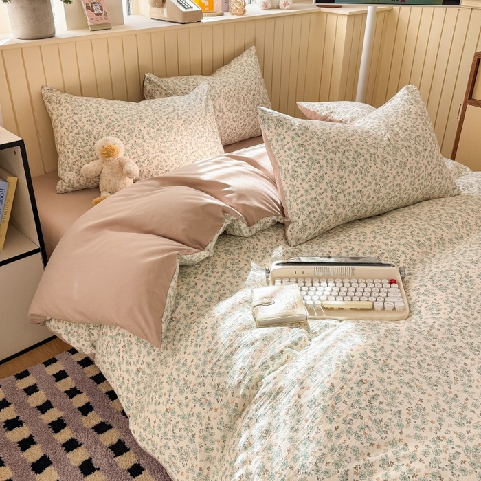 91家纺网 家纺一手货源 找家纺 鑫佳居 2026新款古法仿棉小清新印花单被套 花田错