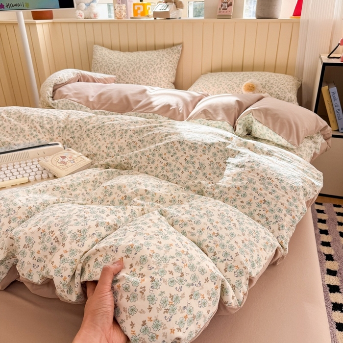 91家纺网 家纺一手货源 找家纺 鑫佳居 2026新款古法仿棉小清新印花单被套 花田错