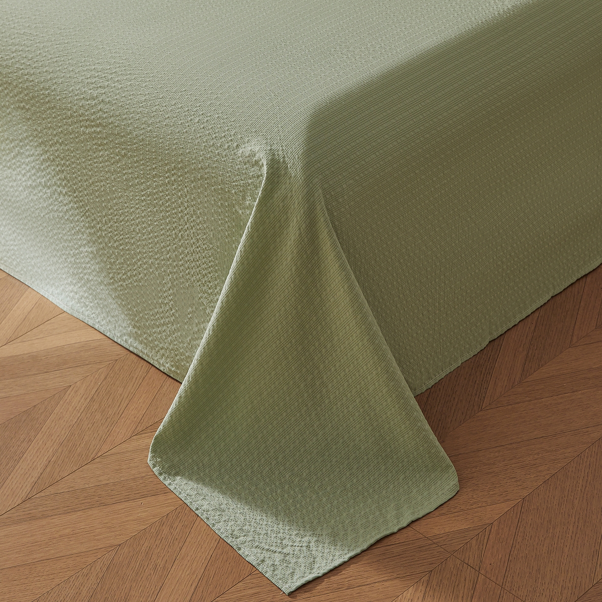 91家纺网 家纺一手货源 找家纺 熙宴家纺 2026新款云感泡芙棉花夏被四件套 绿方格