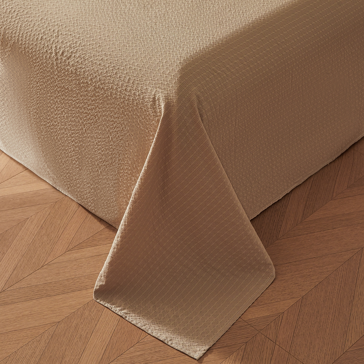 91家纺网 家纺一手货源 找家纺 熙宴家纺 2026新款云感泡芙棉花夏被四件套 咖方格