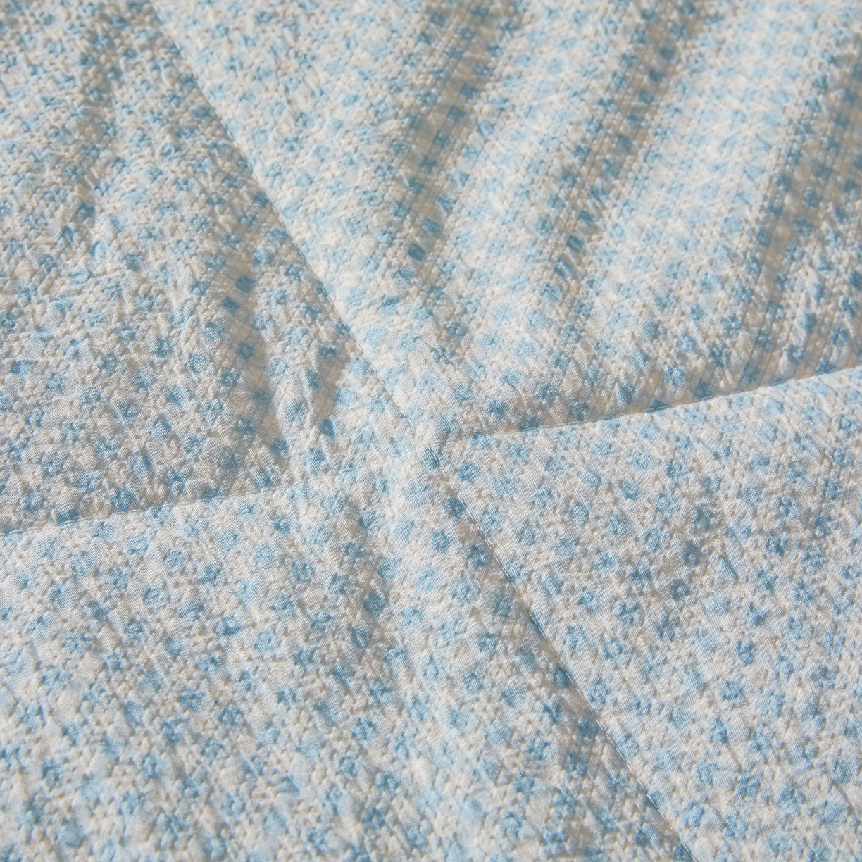 91家纺网 家纺一手货源 找家纺 熙宴家纺 2026新款云感泡芙棉花夏被四件套 蓝方格